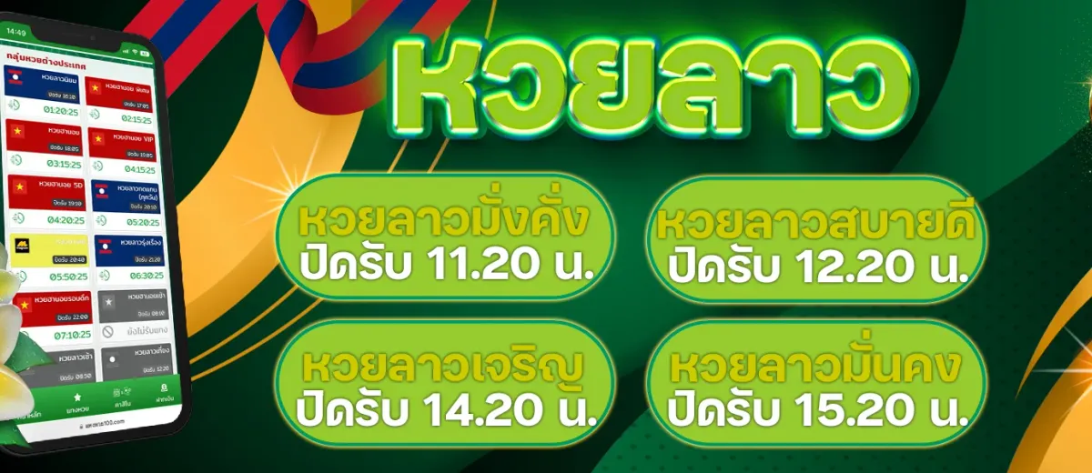 หวยลาวออนไลน์ แบนเนอร์แทงหวยลาวทุกชุดผ่านมือถือ รู้ผลไวที่ แทงหวย 100